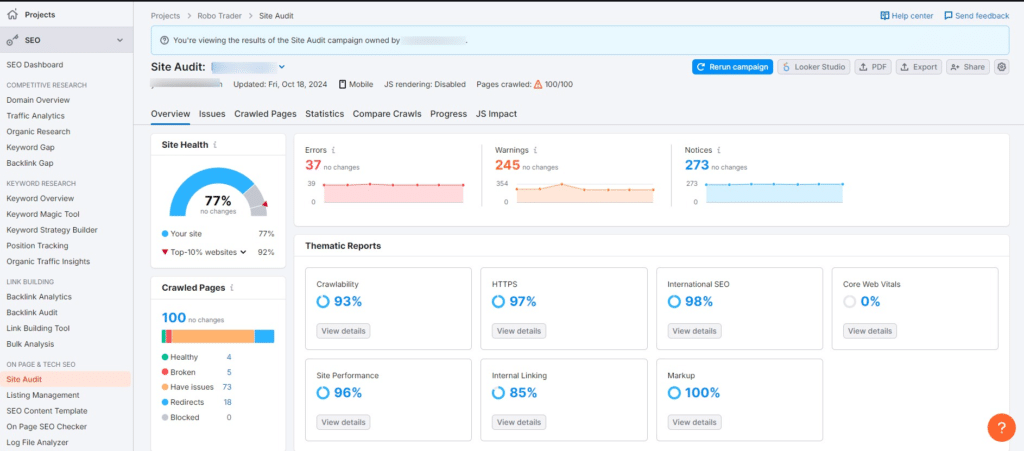 Semrush Site Audit