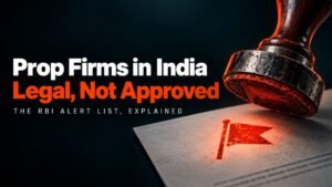 Official approval stamp leaving a red warning flag instead of approval, illustrating prop firm legality in India