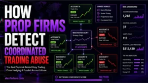 how prop firms detect coordinated trading abuse