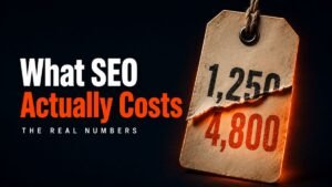Torn price tag showing a hidden higher cost, illustrating what prop firm SEO actually costs